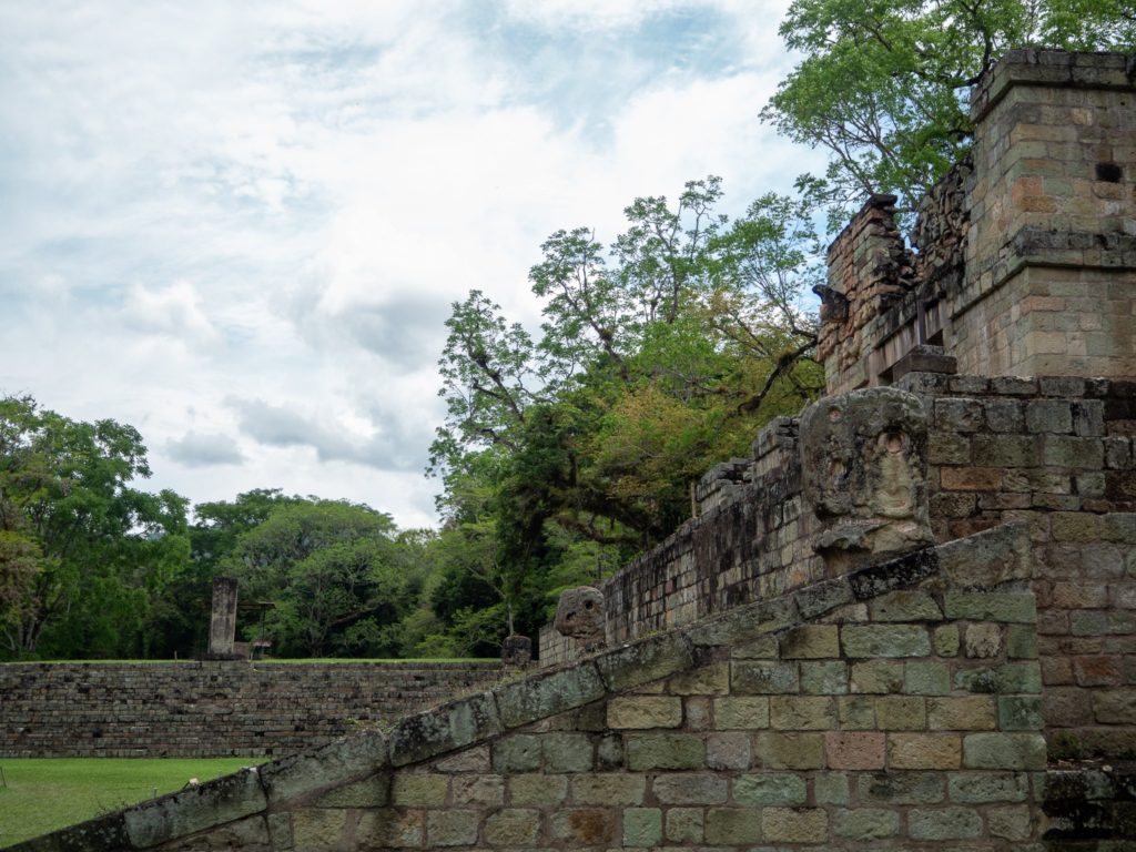 A view from the ground at Copán Ruins. The structures are larger than they look!