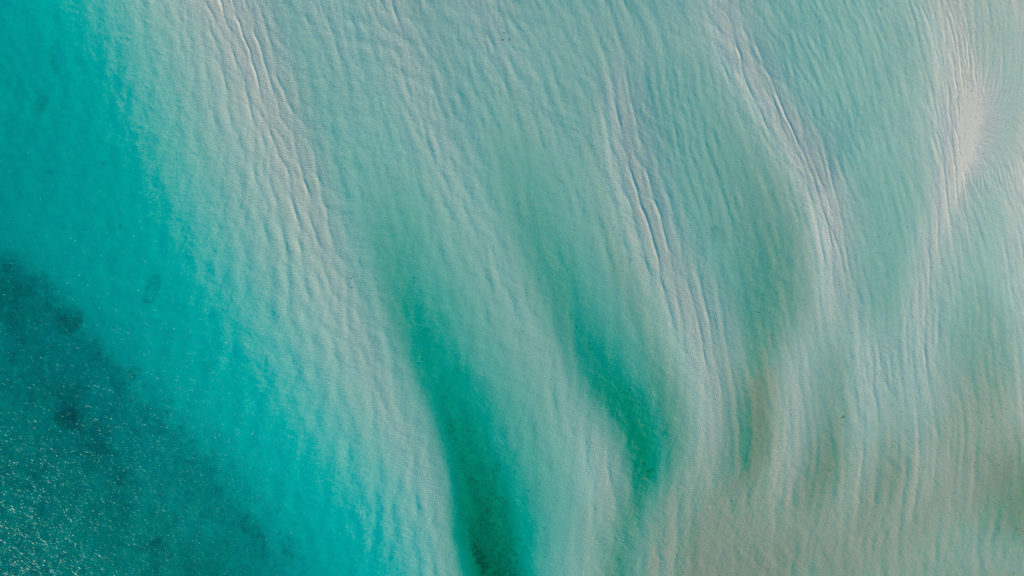 Looking straight down at the clean blue waters of Balandra from above.