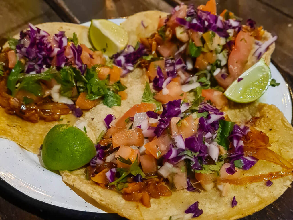 Fresh limes atop vegan tacos at Mi Vegano Favorito, San José del Cabo.